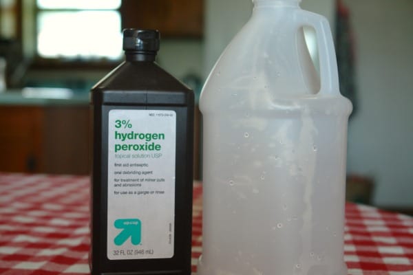 Hydrogen peroxide bottle and plastic jug