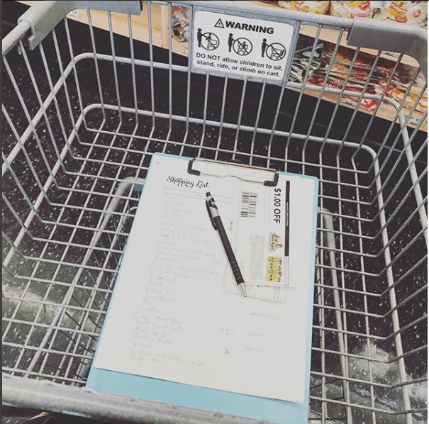 meal plan in grocery cart