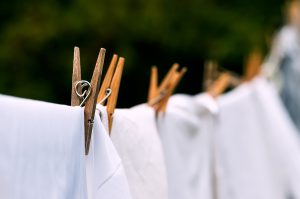 white laundry on clothesline