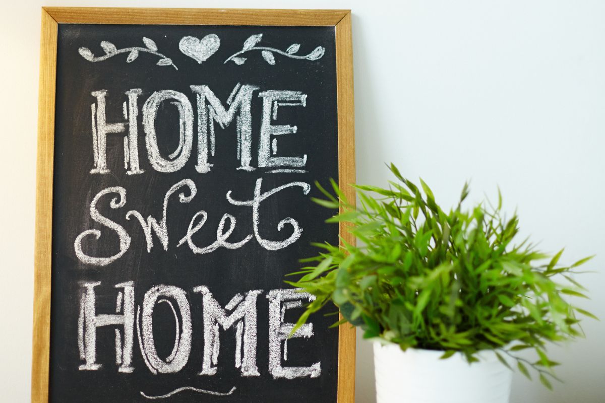 chalk board with text home sweet home