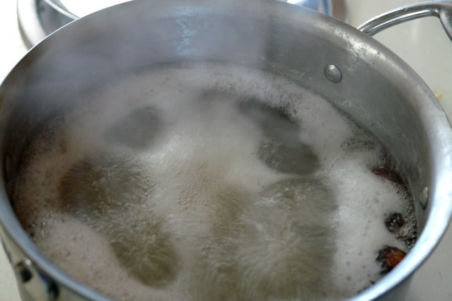 soap nuts boiling in pot