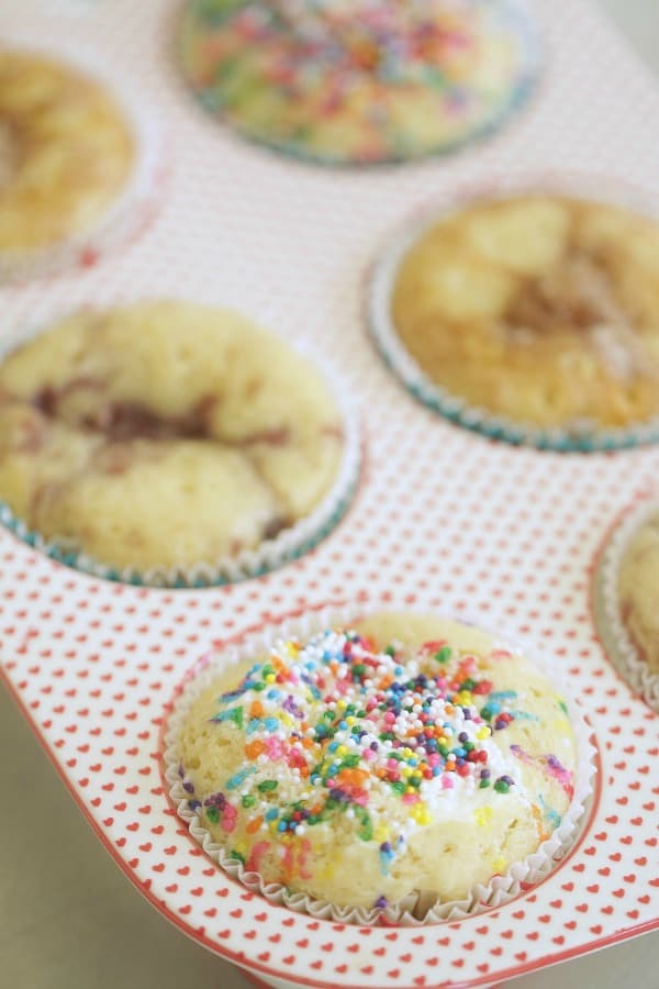 pancake muffins with toppings in pan