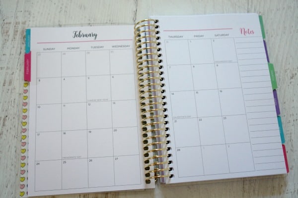 Recollections planner open to monthly view