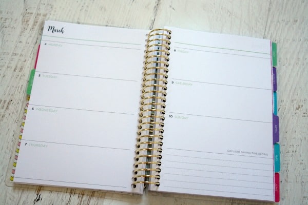Recollections planner open to weekly view