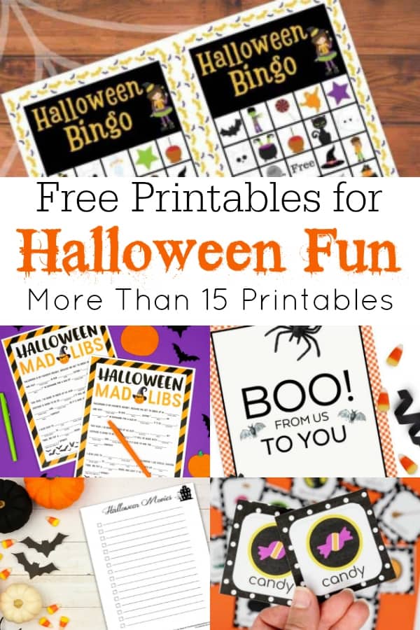 collage of Halloween free printables