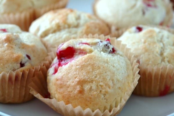 close up of cranberry muffins