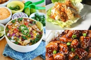 collage of chicken dishes