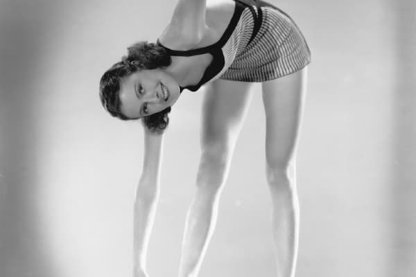 vintage housewife exercising