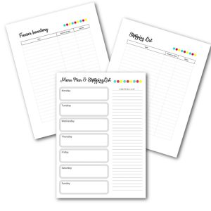meal planner printables on white background