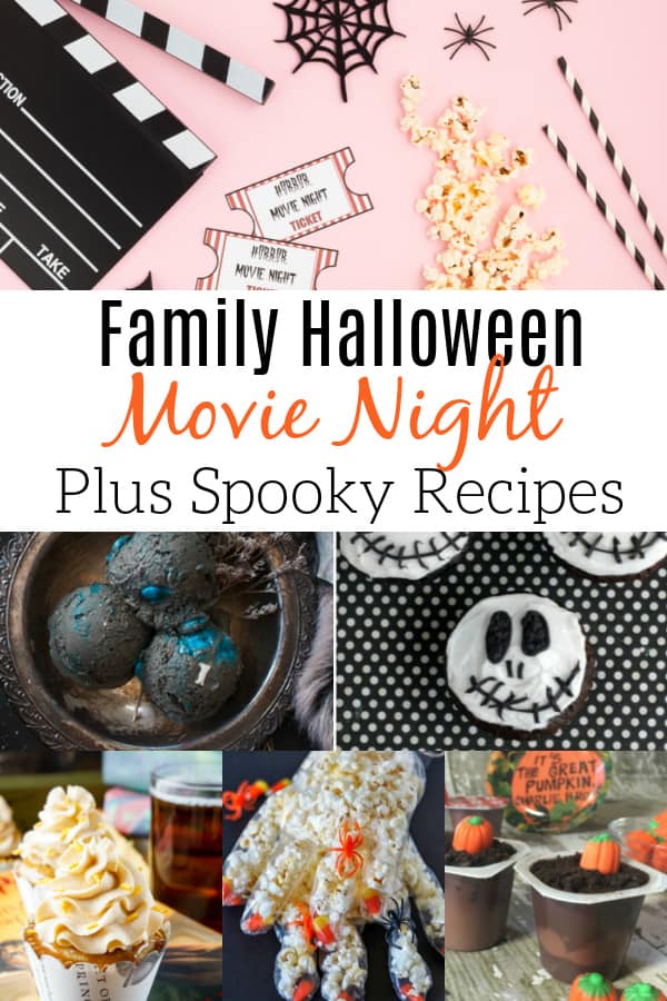 collage of halloween recipes and movie props