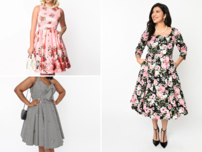collage of vintage easter dresses
